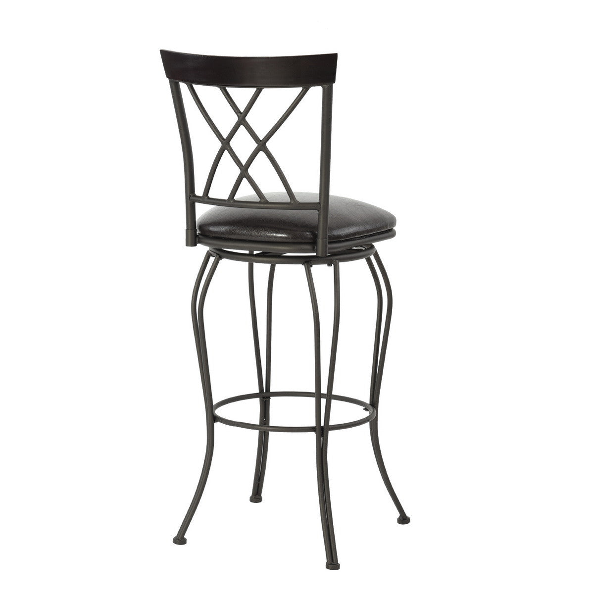 Set Of Two 44" Black Faux Leather Cross Back Bar Height Bar Chairs By Homeroots | Bar Stools | Modishstore - 7