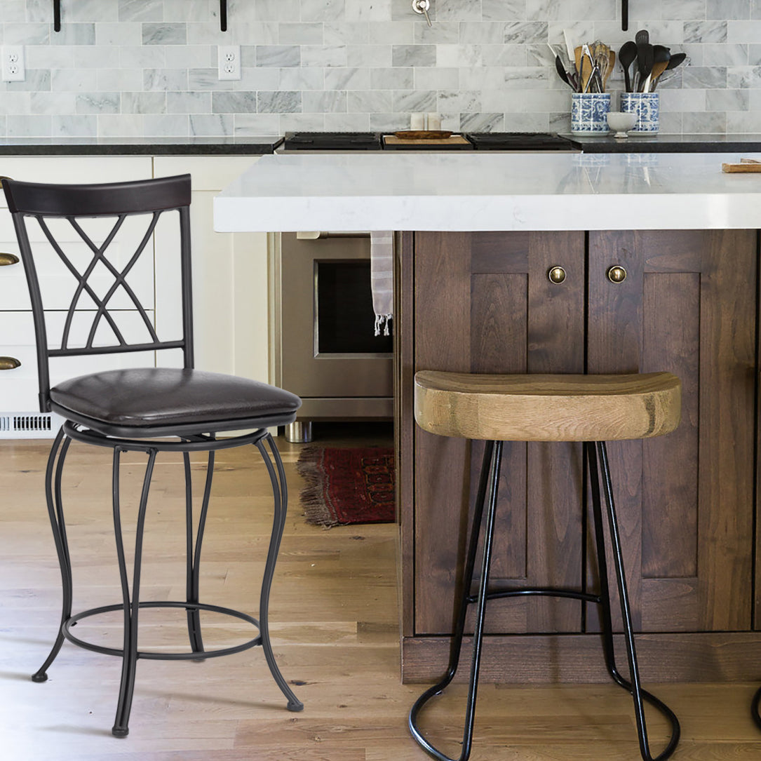 Set Of Two 38" Brown Small Bar Chairs By Homeroots | Bar Stools | Modishstore - 8