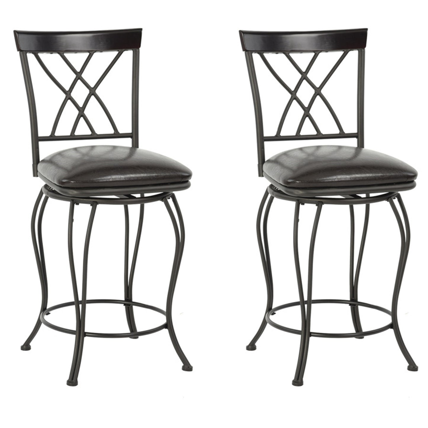 Set Of Two 38" Brown Small Bar Chairs By Homeroots | Bar Stools | Modishstore - 2