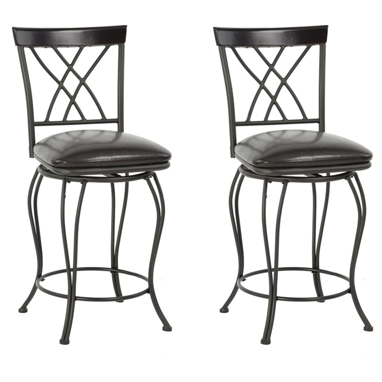 Set Of Two 38" Brown Small Bar Chairs By Homeroots | Bar Stools | Modishstore - 2