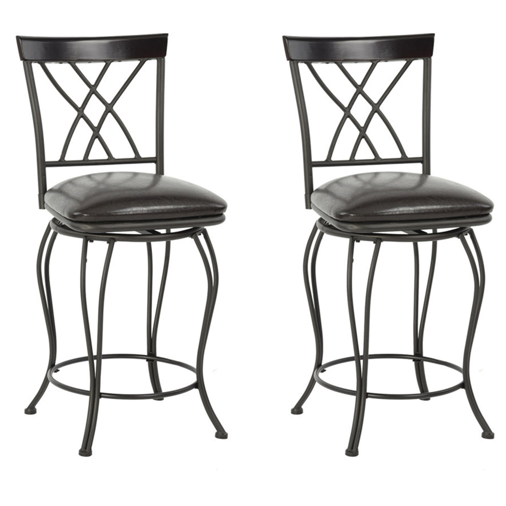 Set Of Two 38" Brown Small Bar Chairs By Homeroots | Bar Stools | Modishstore - 2