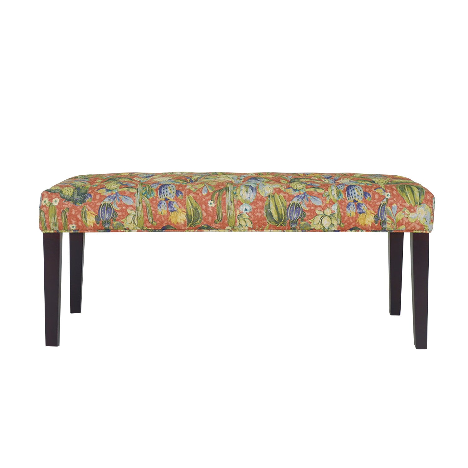 42" Brown And Green Succulent Floral Upholstered Bench By Homeroots | Benches | Modishstore - 2