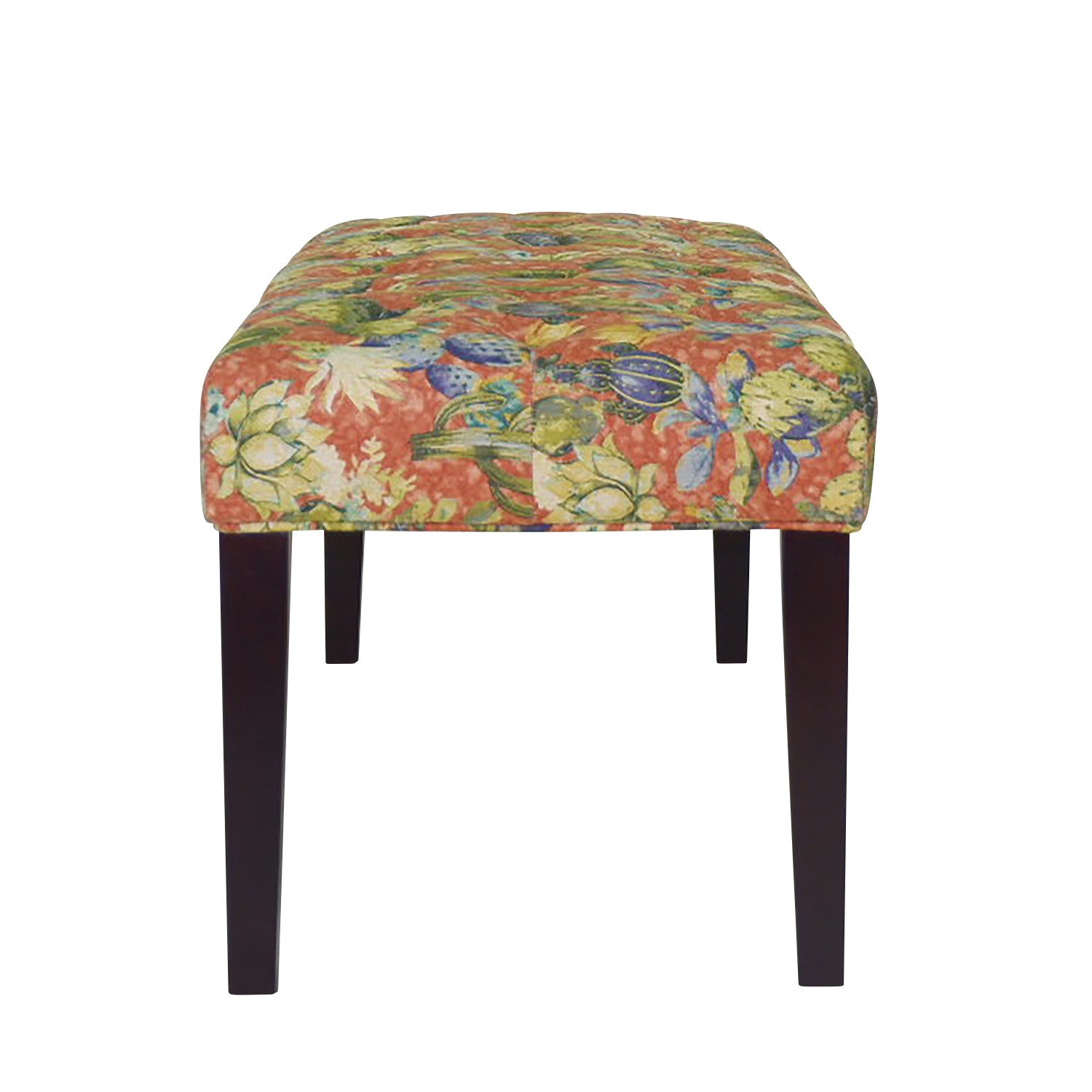 42" Brown And Green Succulent Floral Upholstered Bench By Homeroots | Benches | Modishstore - 4