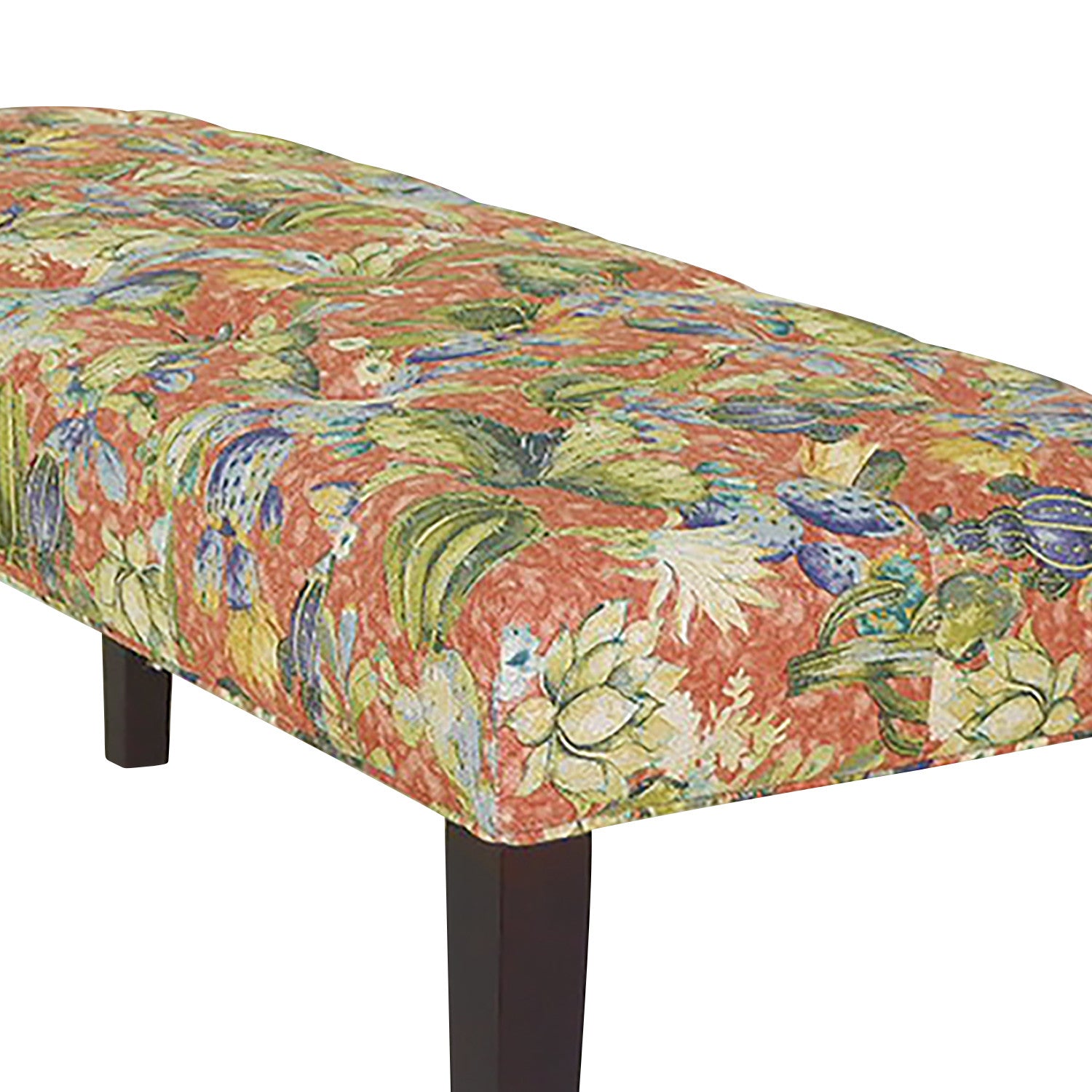 42" Brown And Green Succulent Floral Upholstered Bench By Homeroots | Benches | Modishstore - 5