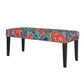 42" Aqua Red And Brown Paisley Medallion Upholstered Bench By Homeroots