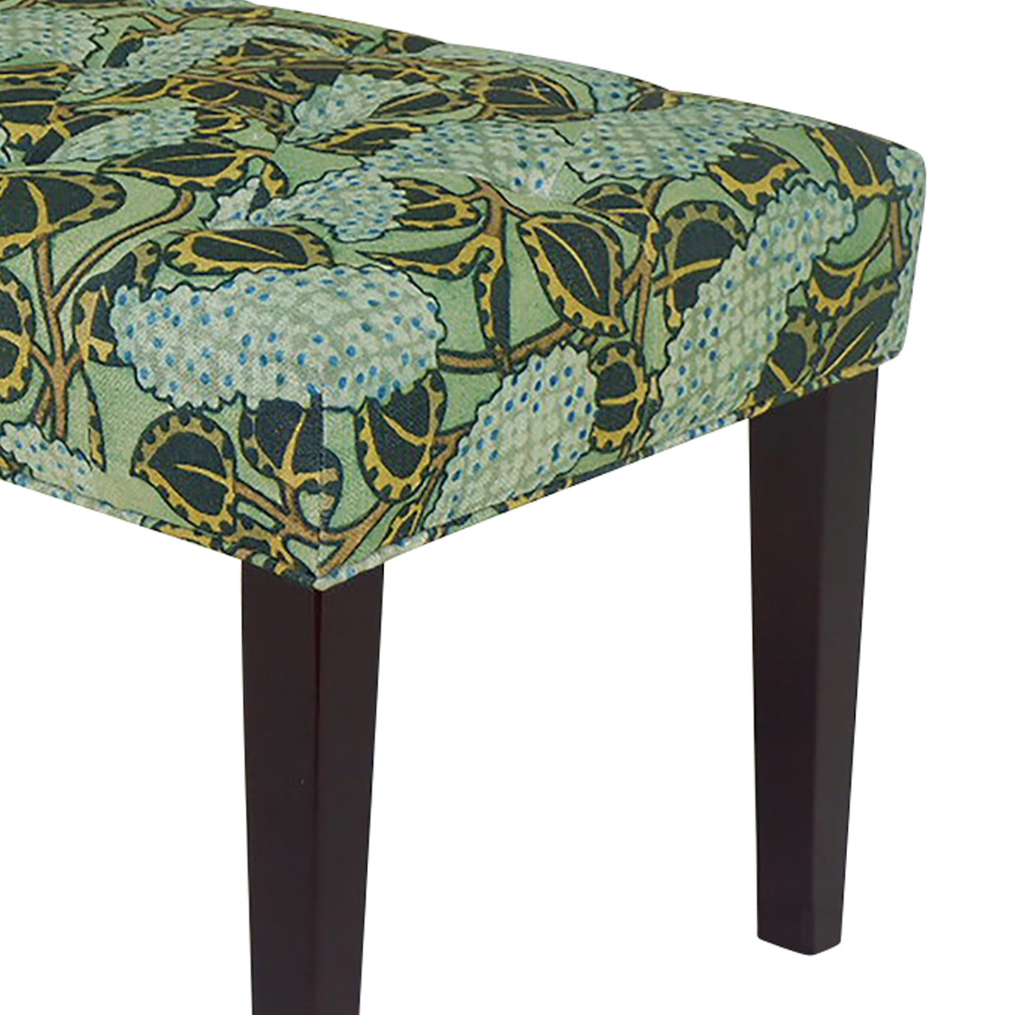 42" Green and Blue Tufted Floral Upholstered Bench By Homeroots | Benches | Modishstore - 7