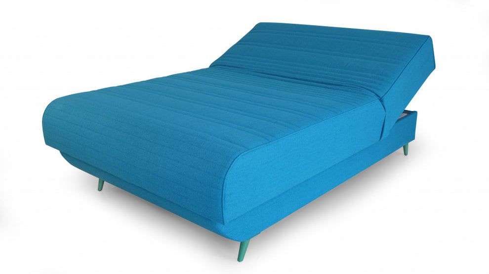 Aqua Blue Adjustable Hybrid Storage Bed with Full Mattress By Homeroots | Beds | Modishstore - 2
