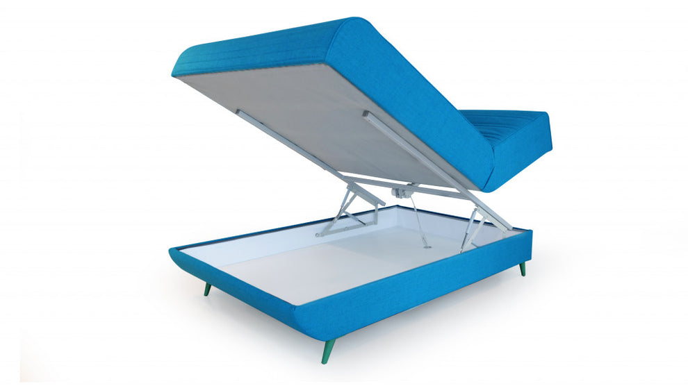 Aqua Blue Adjustable Hybrid Storage Bed with Full Mattress By Homeroots | Beds | Modishstore - 3
