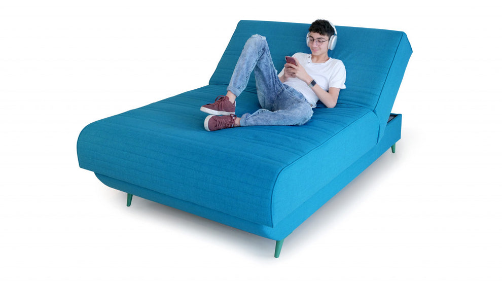 Aqua Blue Adjustable Hybrid Storage Bed with Full Mattress By Homeroots | Beds | Modishstore - 4