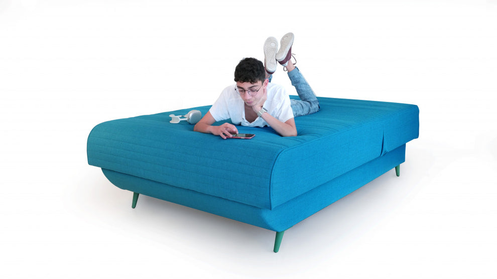 Aqua Blue Adjustable Hybrid Storage Bed with Full Mattress By Homeroots | Beds | Modishstore - 5