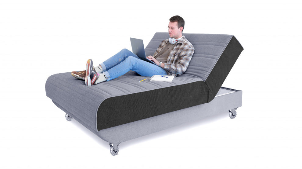 Light Gray Adjustable Hybrid Storage Bed with Full Mattress By Homeroots | Beds | Modishstore - 4