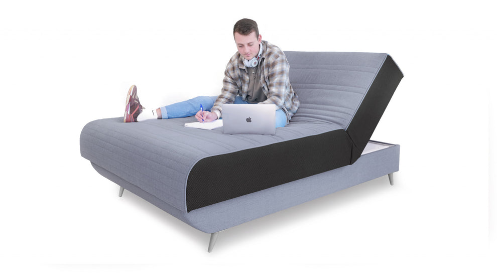 Light Gray Adjustable Hybrid Storage Bed with Full Mattress By Homeroots | Beds | Modishstore - 6
