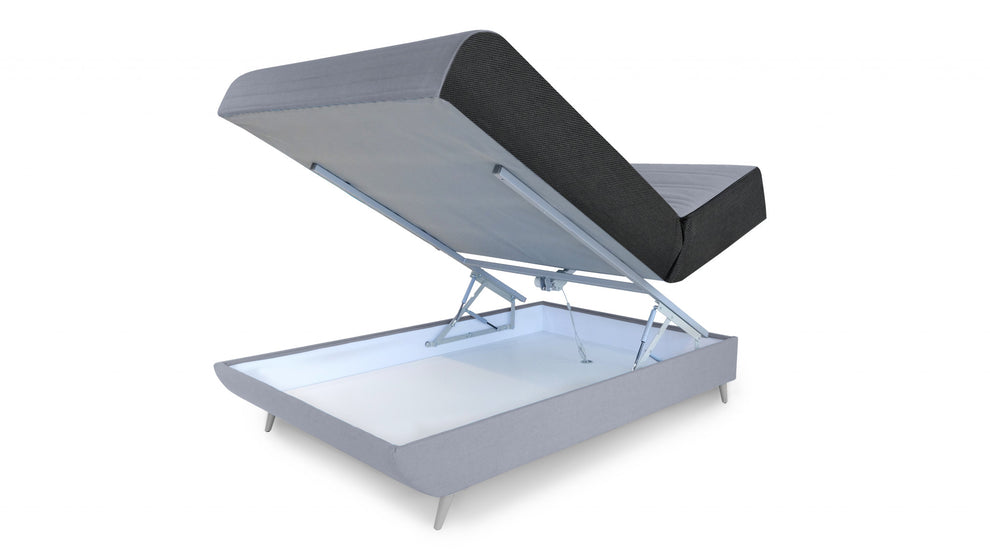 Light Gray Adjustable Hybrid Storage Bed with Full Mattress By Homeroots | Beds | Modishstore - 7