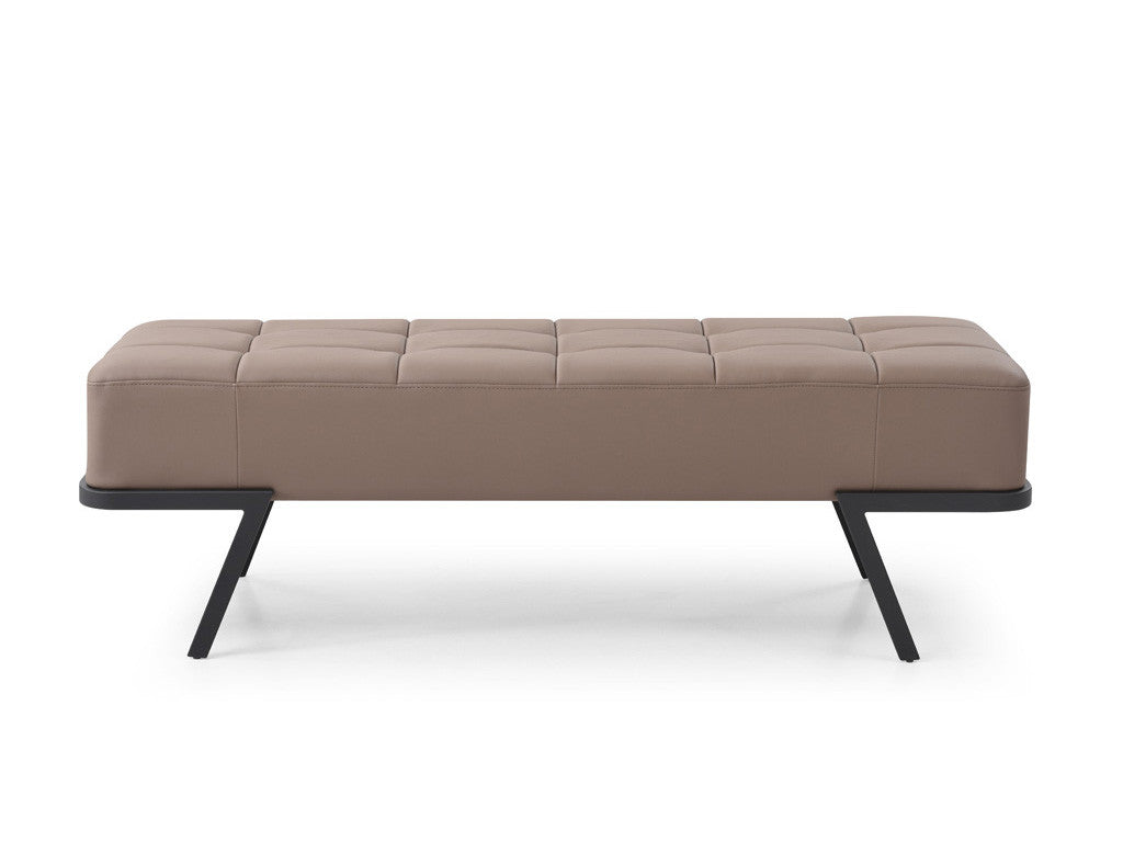 57" Taupe And Black Upholstered Upholstered Bedroom Bench By Homeroots | Benches | Modishstore - 2