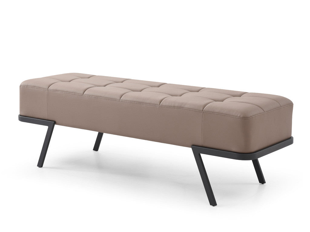57" Taupe And Black Upholstered Upholstered Bedroom Bench By Homeroots | Benches | Modishstore - 3