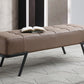 57" Taupe And Black Upholstered Upholstered Bedroom Bench By Homeroots | Benches | Modishstore - 3