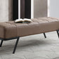 57" Taupe And Black Upholstered Upholstered Bedroom Bench By Homeroots | Benches | Modishstore