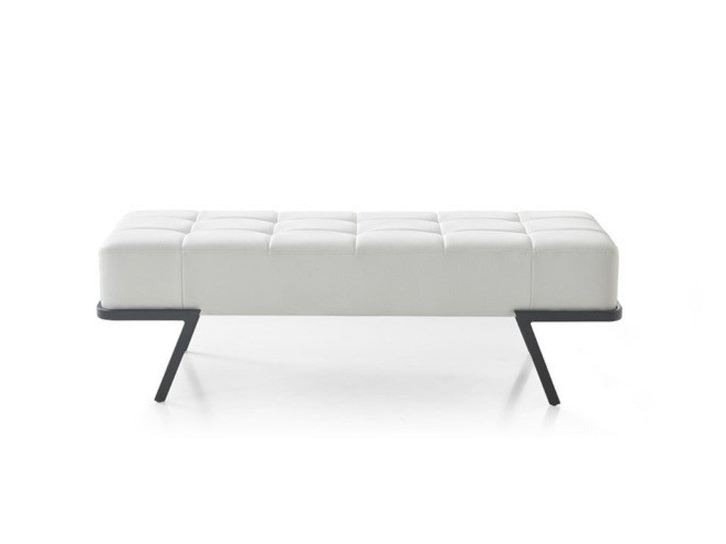 57" White And Black Upholstered Upholstered Bedroom Bench By Homeroots | Benches | Modishstore - 2