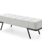 57" White And Black Upholstered Upholstered Bedroom Bench By Homeroots | Benches | Modishstore - 3