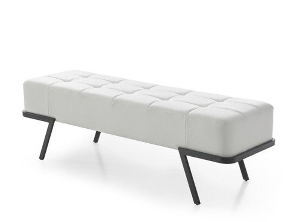 57" White And Black Upholstered Upholstered Bedroom Bench By Homeroots | Benches | Modishstore - 3