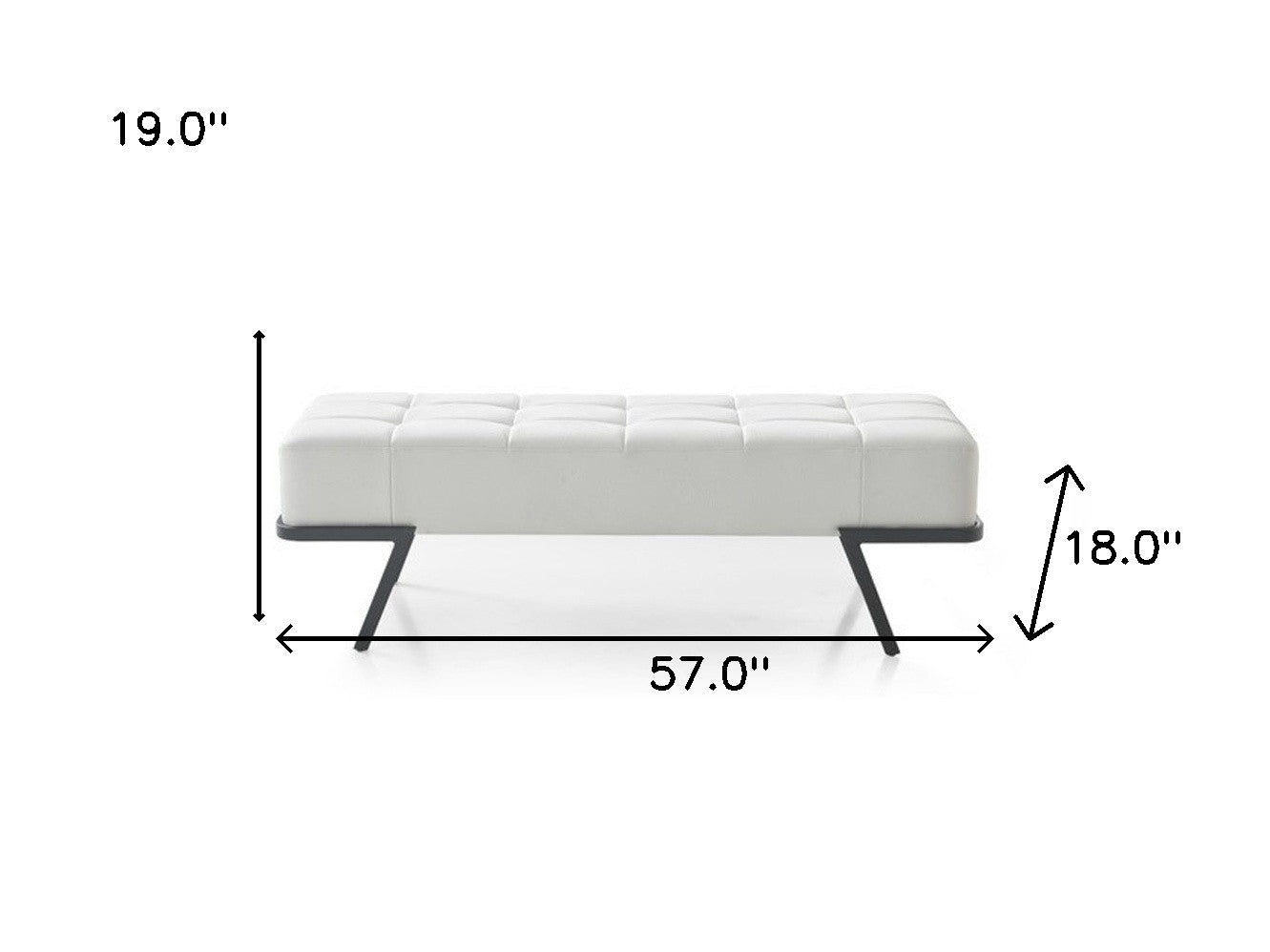 57" White And Black Upholstered Upholstered Bedroom Bench By Homeroots | Benches | Modishstore - 4