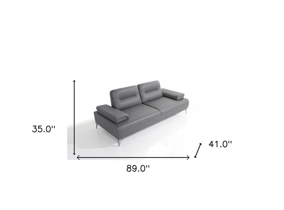 Convertible Leather Sofa Metal By Homeroots | Sofas | Modishstore - 7