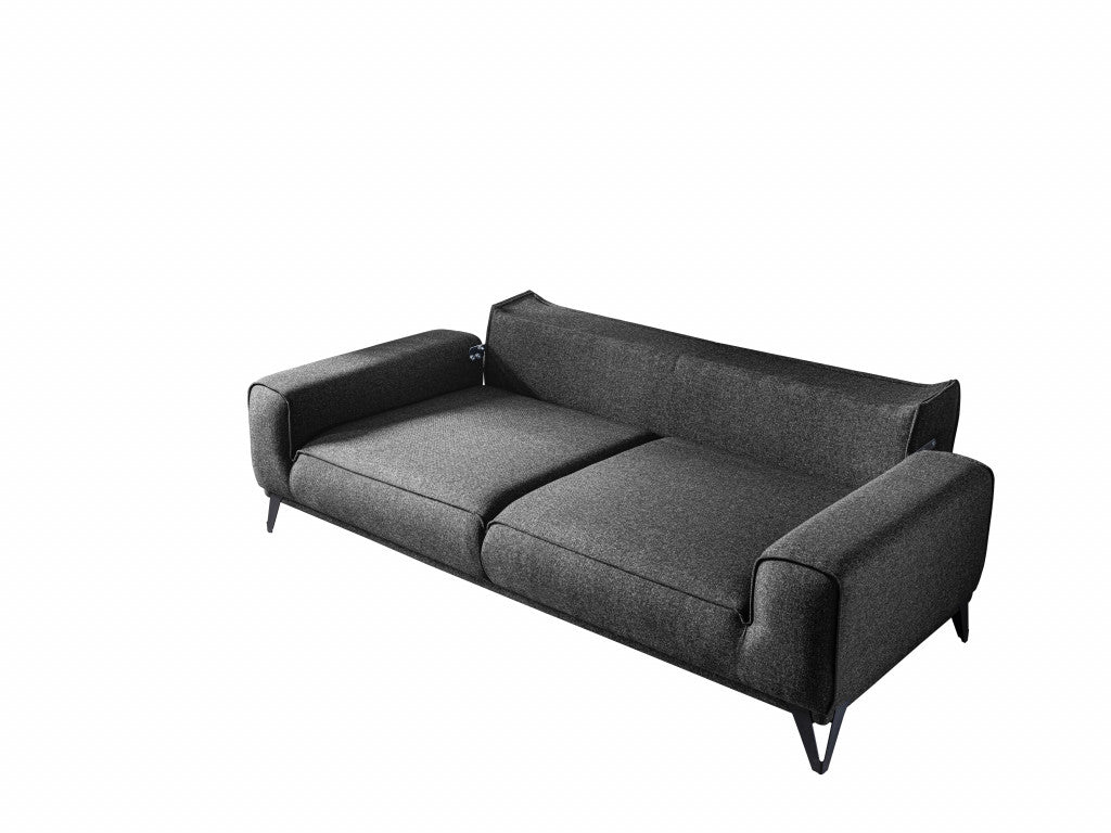 90" Dark Gray Linen Sleeper Sofa By Homeroots | Sofas | Modishstore - 5