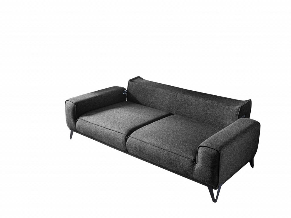 90" Dark Gray Linen Sleeper Sofa By Homeroots | Sofas | Modishstore - 5