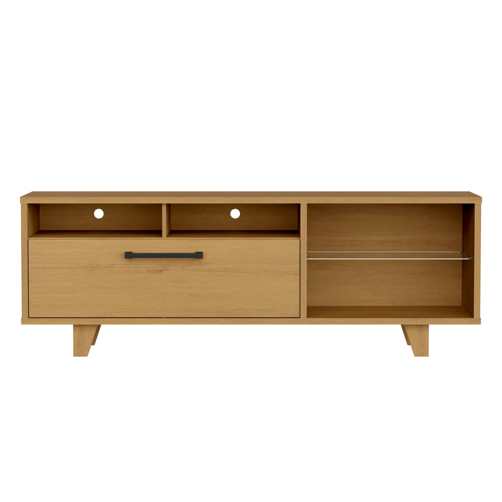 71" Brown Manufactured Wood Open Shelving TV Stand By Homeroots | TV Stands | Modishstore - 3