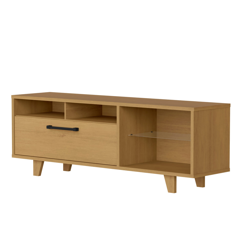 71" Brown Manufactured Wood Open Shelving TV Stand By Homeroots | TV Stands | Modishstore - 2