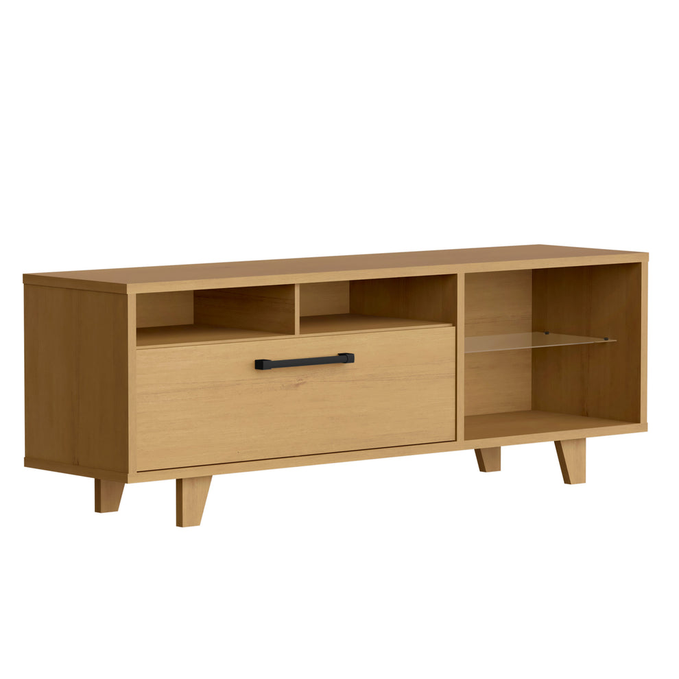 71" Brown Manufactured Wood Open Shelving TV Stand By Homeroots | TV Stands | Modishstore - 4