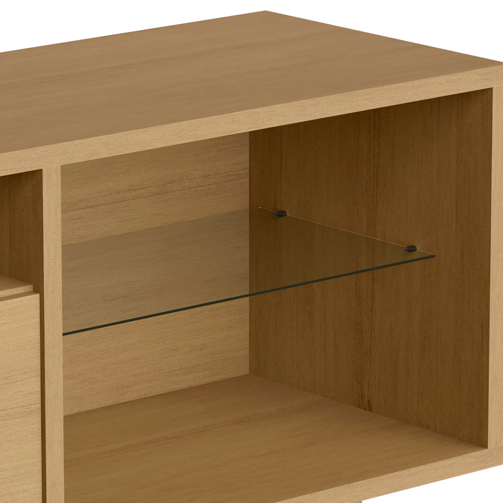 71" Brown Manufactured Wood Open Shelving TV Stand By Homeroots | TV Stands | Modishstore - 9