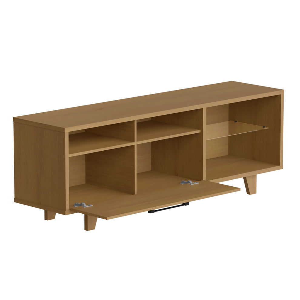 71" Brown Manufactured Wood Open Shelving TV Stand By Homeroots | TV Stands | Modishstore - 5