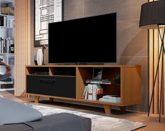 Open Shelving TV Stand With Legs For Up To 70" TV By Homeroots