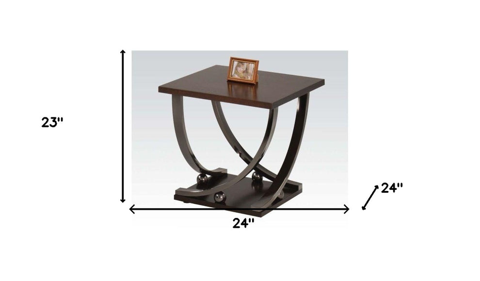 23" Black and Brown End Table By Homeroots | End Tables | Modishstore - 5