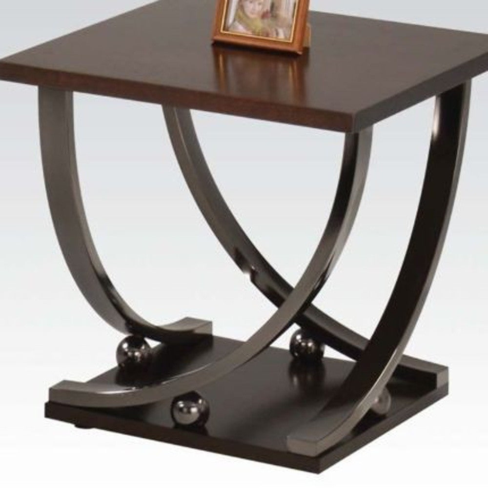 23" Black and Brown End Table By Homeroots