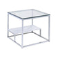 22" Chrome And Clear Glass Square End Table With Shelf By Homeroots | End Tables | Modishstore - 2