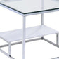 22" Chrome And Clear Glass Square End Table With Shelf By Homeroots | End Tables | Modishstore - 3