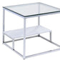 22" Chrome And Clear Glass Square End Table With Shelf By Homeroots | End Tables | Modishstore - 4