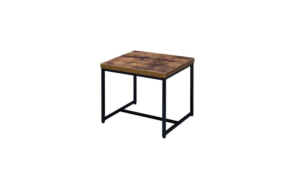 19" Black And Brown Oak Manufactured Wood And Metal End Table By Homeroots