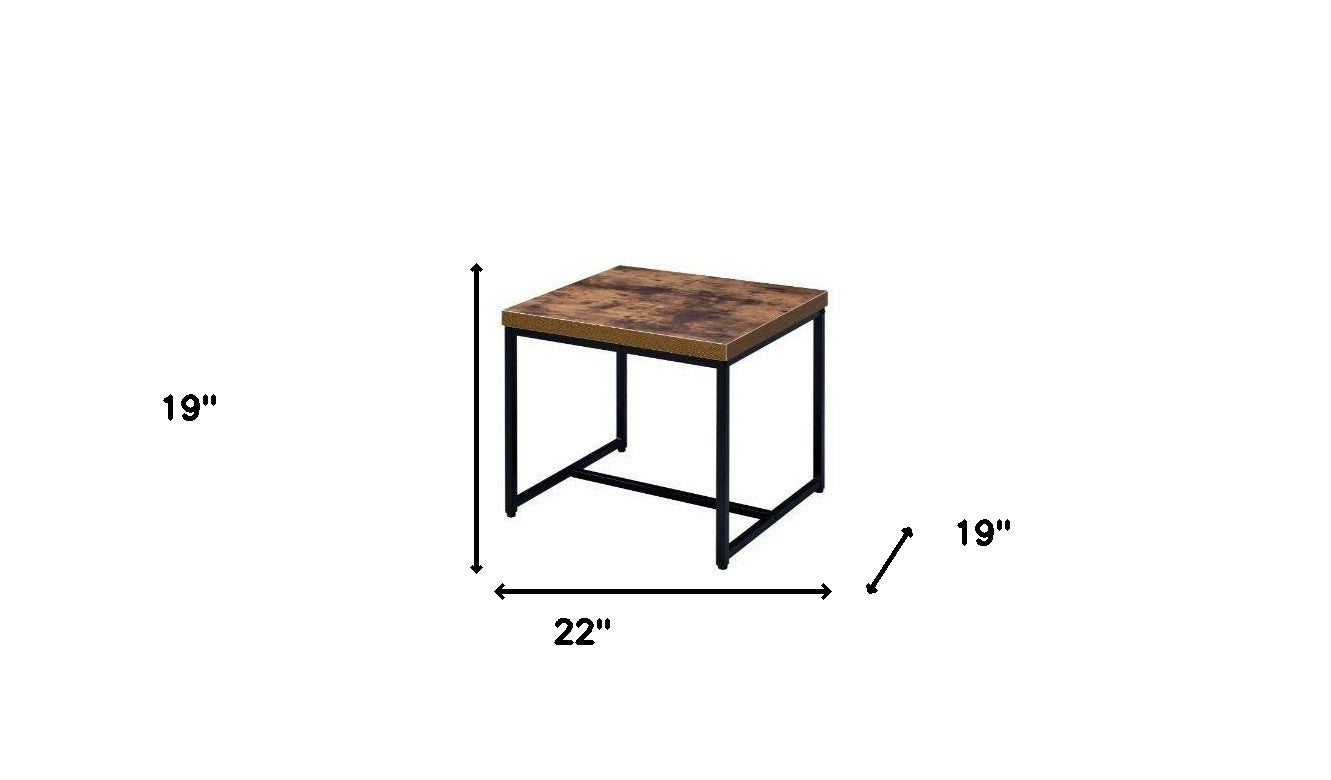 19" Black And Brown Oak Manufactured Wood And Metal End Table By Homeroots | End Tables | Modishstore - 5