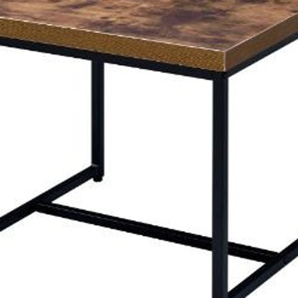 19" Black And Brown Oak Manufactured Wood And Metal End Table By Homeroots | End Tables | Modishstore - 3