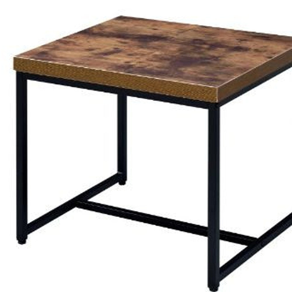 19" Black And Brown Oak Manufactured Wood And Metal End Table By Homeroots | End Tables | Modishstore - 4