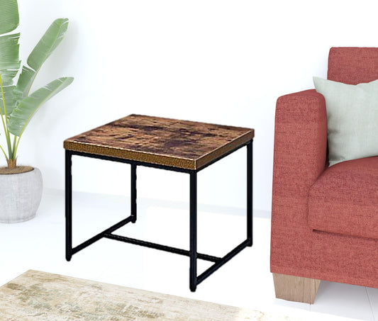 19" Black And Brown Oak Manufactured Wood And Metal End Table By Homeroots | End Tables | Modishstore