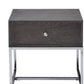 22" Chrome And Gray Oak Manufactured Wood Rectangular End Table With Drawer By Homeroots | End Tables | Modishstore - 5