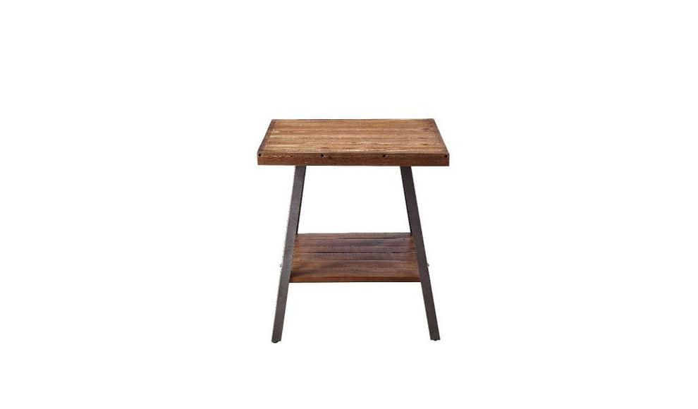 23" Sandy Black And Weathered Oak Manufactured Wood Rectangular End Table With Shelf By Homeroots | End Tables | Modishstore - 2