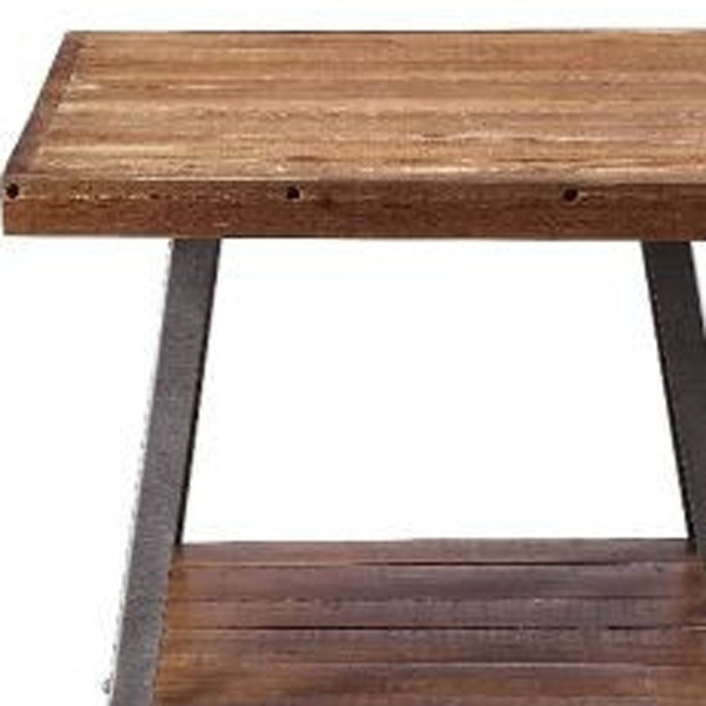 23" Sandy Black And Weathered Oak Manufactured Wood Rectangular End Table With Shelf By Homeroots | End Tables | Modishstore - 3
