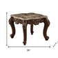 24" Walnut And Marble Marble And Solid Wood Square End Table By Homeroots