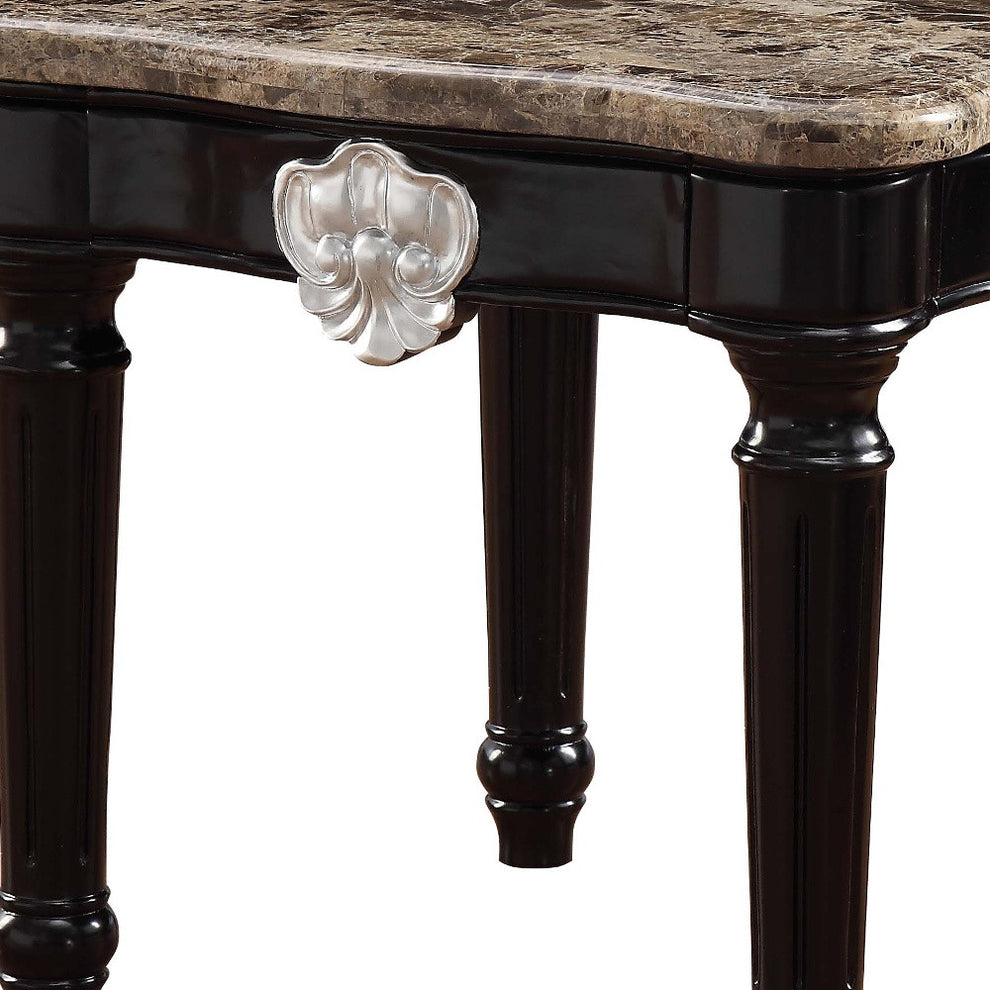 25" Black Manufactured Wood and Marble Square End Table By Homeroots | End Tables | Modishstore - 5
