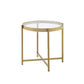 24" Gold And Clear Glass And Metal Round End Table By Homeroots